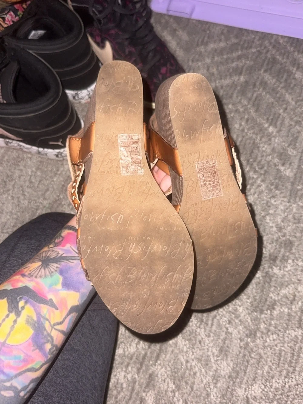 Blowfish Tan Strappy Platform Wedge Sandals
